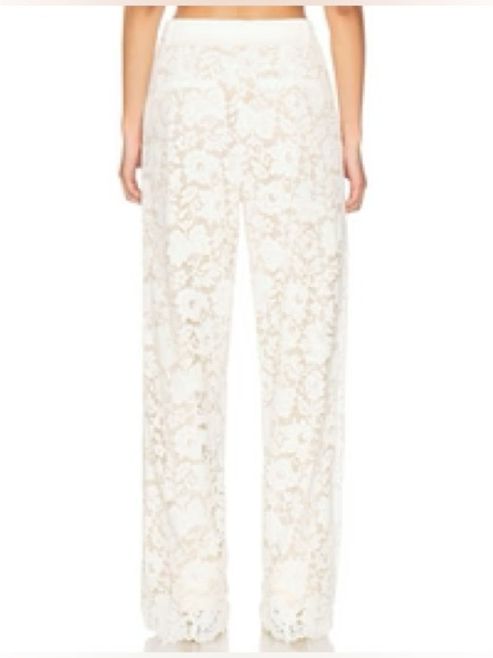 NWT Monique Leshman Women's White Lace Wide-Leg Pants Size Medium